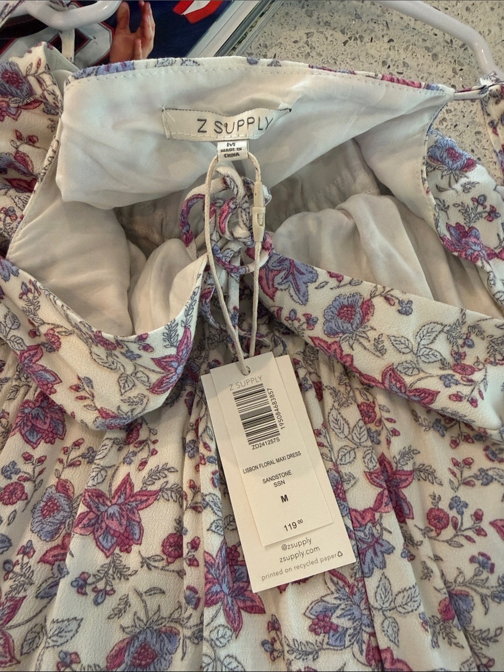 Z Supply Cream Maxi Dress with Purple Floral Print - Picture 6 of 8